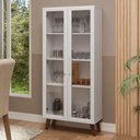 Ver imagem 1 de Cristaleira 70 Cm 2 Portas de Vidro com Pés Trapézio Branco/marrom Madesa