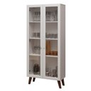 Ver imagem 2 de Cristaleira 70 Cm 2 Portas de Vidro com Pés Trapézio Branco/marrom Madesa