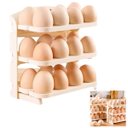 Ver imagem 1 de Suporte Porta Ovos 24 Ovos 3 Andares Geladeira Organizador Guarda Ovo Mesa Bancada Cozinha Armario D