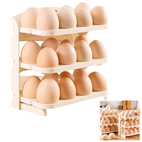 Suporte Porta Ovos 24 Ovos 3 Andares Geladeira Organizador Guarda Ovo Mesa Bancada Cozinha Armario D