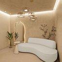 Ver imagem 5 de Sofá Curvo 3 Lugares Amsterdã 200cm Linho - Amarena Móveis Cor Bege