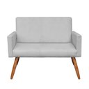 Ver imagem 6 de Kit 2 Poltronas e Namoradeira Nina Veludo Cinza Pés Palito Castanho - Slk Decor