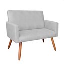 Ver imagem 5 de Kit 2 Poltronas e Namoradeira Nina Veludo Cinza Pés Palito Castanho - Slk Decor