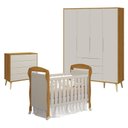 Ver imagem 1 de Quarto de Bebê 4 Portas com Cômoda Gaveteiro Elfe Retrô e Berço Americano Danny Areia Savana Acetina