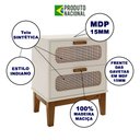 Ver imagem 2 de Mesa de Cabeceira 2 Gavetas Santorini Off White 45 Cm Palhinha Indiana
