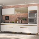 Ver imagem 1 de Cozinha Completa 5 Pç com Armário e Balcão Mp3689 Veneza Gw Multimóveis Branco/dourado