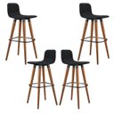 Ver imagem 2 de Banqueta Alta Preta Linea Luxo Pes de Madeira Maciça com Apoio para Os Pés 4 Unidades