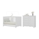 Ver imagem 1 de Berço Americano 3 em 1 com Cômoda 1 Porta 4 Gavetas Dengo Multimóveis Mp4686 Branco