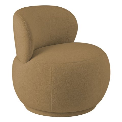 Poltrona Orgânica Aisha Base Fixa Bouclé Camel - Nexta Casa
