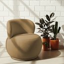 Ver imagem 2 de Poltrona Orgânica Aisha Base Fixa Bouclé Camel - Nexta Casa
