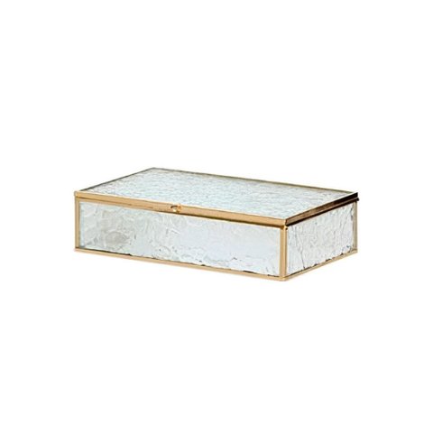 Caixa de Vidro e Metal Dourado 25cm - Mart