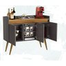 Aparador Buffet 3 Portas com Pés Bar Veneza Delux Retrô 90cm Cinza/nature – Jlar Móveis - 3