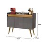 Aparador Buffet 3 Portas com Pés Bar Veneza Delux Retrô 90cm Cinza/nature – Jlar Móveis - 4