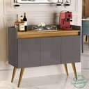 Ver imagem 2 de Aparador Buffet 3 Portas com Pés Bar Veneza Delux Retrô 90cm Cinza/nature – Jlar Móveis