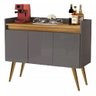 Aparador Buffet 3 Portas com Pés Bar Veneza Delux Retrô 90cm Cinza/nature – Jlar Móveis - 1