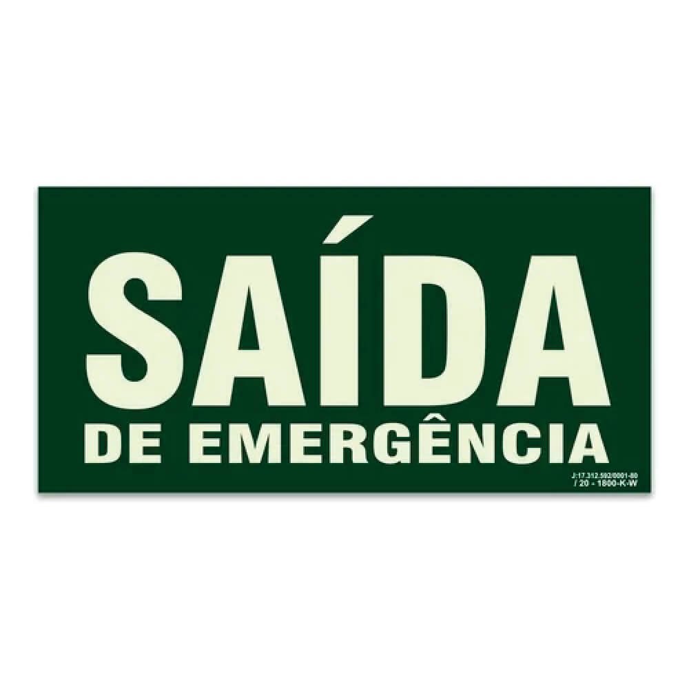 Placa S12 - Saida de Emergência 10cm x 20cm (kit 5 unidades) - 1