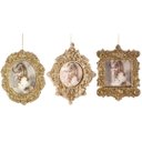 Ver imagem 6 de Kit Porta Retrato Gliter Dourado para Árvore Natal 10cm 3 Peças - Magizi
