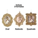 Ver imagem 2 de Kit Porta Retrato Gliter Dourado para Árvore Natal 10cm 3 Peças - Magizi