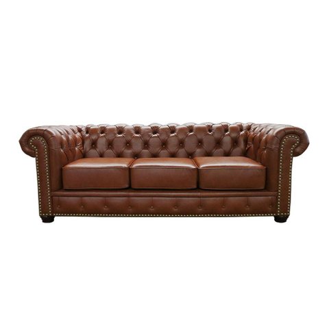 Sofá 3 Lugares Maísa 235cm Couro Marrom - Sallar Home