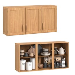 Armário de Cozinha Modular Freijó 4 Peças: Balcão, Aéreo, Paneleiro e Torre Quente Madeira Pinus - T - 4
