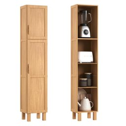 Armário de Cozinha Modular Freijó 4 Peças: Balcão, Aéreo, Paneleiro e Torre Quente Madeira Pinus - T - 6