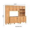 Armário de Cozinha Modular Freijó 4 Peças: Balcão, Aéreo, Paneleiro e Torre Quente Madeira Pinus - T - 2