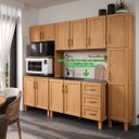 Ver imagem 3 de Armário de Cozinha Modular Freijó 4 Peças: Balcão, Aéreo, Paneleiro e Torre Quente Madeira Pinus - T