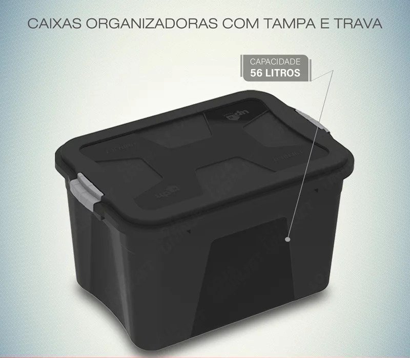 Caixa Organizadora Multiuso Plástica 56 Litros Com Tampa - 2