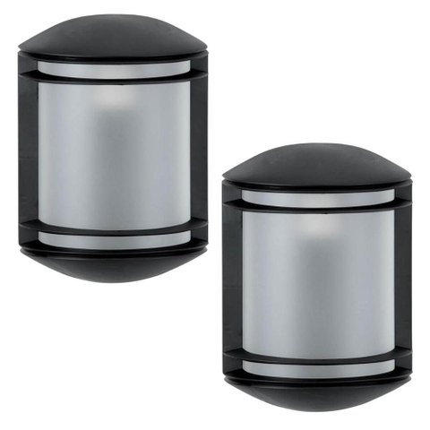 Kit 2 Arandelas Elegance Preto Bivolt Luminária de Parede Lâmpada E27 Dital