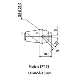 Pinça Porta Macho Ert-25 8,0mm D-4,50/w-3,40 - 3