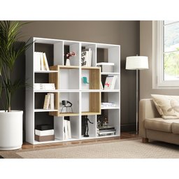 Nichos/Estante para Livros com 4 unid Multimóveis FG9604 Branca/Madeirada - 6 Nichos/Estante para Livros com 4 unid Multimóveis FG9604 Branca/Madeirada - 6