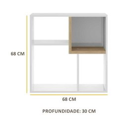 Nichos/Estante para Livros com 4 unid Multimóveis FG9604 Branca/Madeirada - 5 Nichos/Estante para Livros com 4 unid Multimóveis FG9604 Branca/Madeirada - 5
