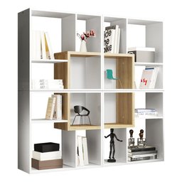 Nichos/Estante para Livros com 4 unid Multimóveis FG9604 Branca/Madeirada - 1 Nichos/Estante para Livros com 4 unid Multimóveis FG9604 Branca/Madeirada - 1