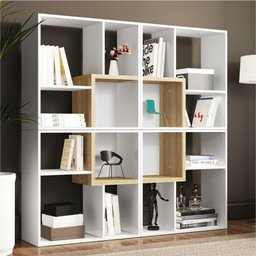 Nichos/Estante para Livros com 4 unid Multimóveis FG9604 Branca/Madeirada - 2 Nichos/Estante para Livros com 4 unid Multimóveis FG9604 Branca/Madeirada - 2