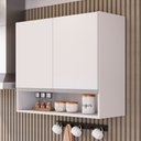 Ver imagem 2 de Armário Aéreo Multiuso Lux 80cm 100%mdf 02 Portas com Nicho Integrado Branco - Desk Design