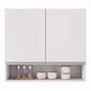 Ver imagem 6 de Armário Aéreo Multiuso Lux 80cm 100%mdf 02 Portas com Nicho Integrado Branco - Desk Design