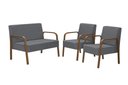 Ver imagem 1 de Conjunto Jade 2 Poltronas de 1 Lugar e 1 Poltrona de 2 Lugares Braço Madeira Dsalla Suede Grafite