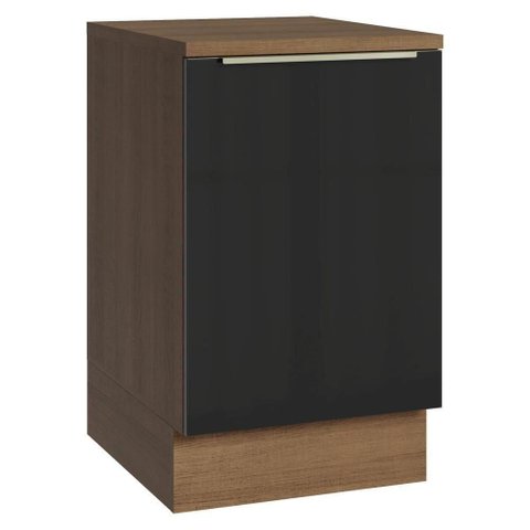 Balcão de Cozinha 50 Cm 1 Porta Rustic/preto Lux Madesa Rustic/preto