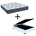 Ver imagem 1 de Cama Box Baú Viúva 128 Tecido Sintético Branco com Colchão Alegro Bello Box Espuma D28 Cinza 58x128x