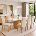 Ver imagem 1 de Conjunto Sala de Jantar 8 Lugares Retangular Tampo Vidro/MDF 200x90cm Mesa Diana e Cadeiras Espanha