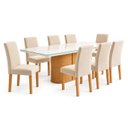 Ver imagem 2 de Conjunto Sala de Jantar 8 Lugares Retangular Tampo Vidro/MDF 200x90cm Mesa Diana e Cadeiras Espanha