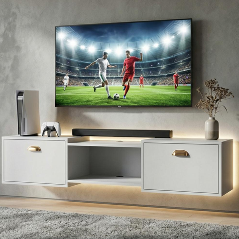 Rack Suspenso 1,20m Home Shop Design Minimalista Elegante com 2 Portas e Nicho - Varias Cores Cor:Br