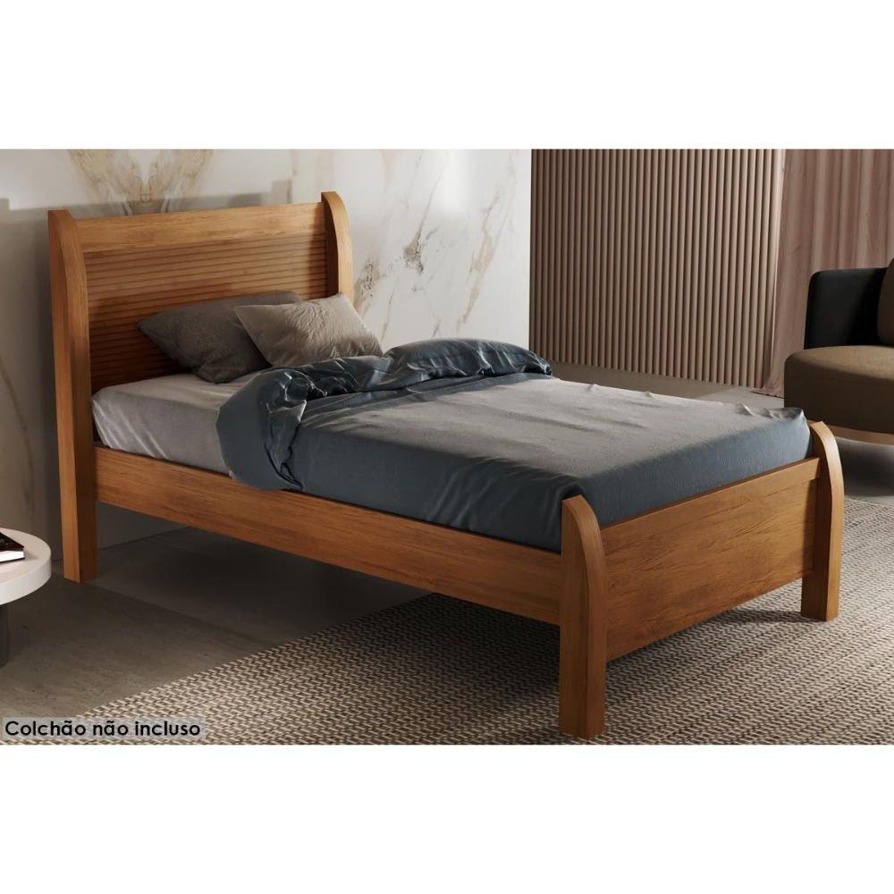 Cama Solteiro Flórida Naturale-Naturale Ripado-Flex - Rufato