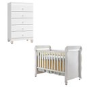 Ver imagem 1 de Berço Americano Mirelle e Cômoda Gaveteiro Ternura Baby Branco Brilho - Incorplac