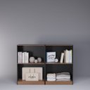 Ver imagem 5 de Armário Multiuso Livreiro Flex Estante ou Balcão C/ Prateleiras - Preto com Nature