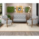 Ver imagem 2 de Kit Namoradeira 135cm e 2 Poltronas Decorativas Capitonê Lapa M22 Veludo Cinza - Mpozenato