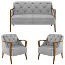 Ver imagem 1 de Kit Namoradeira 135cm e 2 Poltronas Decorativas Capitonê Lapa M22 Veludo Cinza - Mpozenato