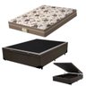 Cama Box C/ Baú Casal + Colchão Mola Ensacada Probel Style Pillow Euro Casal (138x188x25cm - 1
