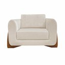 Ver imagem 7 de Kit 2 Poltronas Decorativas Pés em Madeira Buzz Linho Off White Rústico - Gran Belo
