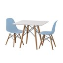 Ver imagem 6 de Conjunto De Mesa Infantil Madeira 68Cm Quadrado Branco 2 Cadeiras Azul